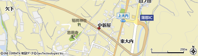 愛知県蒲郡市清田町中新屋周辺の地図