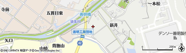愛知県西尾市善明町（下深）周辺の地図