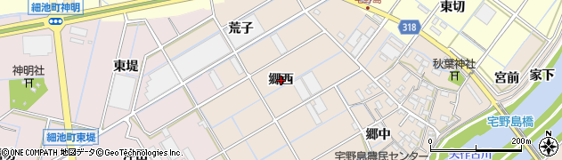 愛知県西尾市宅野島町（郷西）周辺の地図