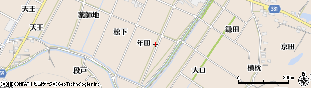 愛知県豊川市金沢町年田周辺の地図