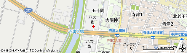 愛知県西尾市寺津町（五十間南）周辺の地図