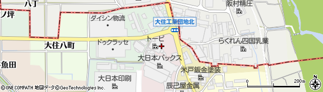 京都府京田辺市大住西北向周辺の地図