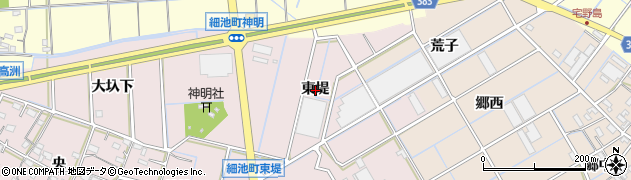 愛知県西尾市細池町（東堤）周辺の地図