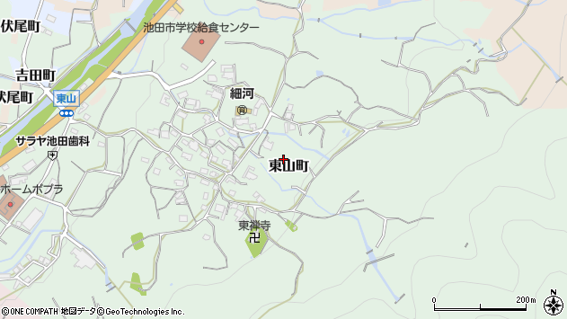〒563-0012 大阪府池田市東山町の地図