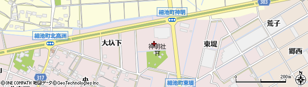 愛知県西尾市細池町（神明）周辺の地図