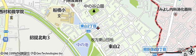 大阪府枚方市東山周辺の地図