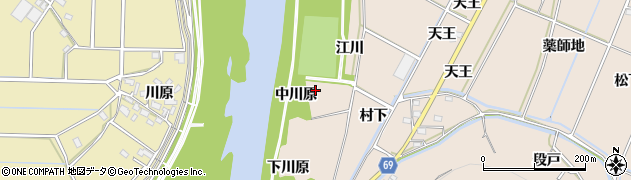 愛知県豊川市金沢町（中川原）周辺の地図