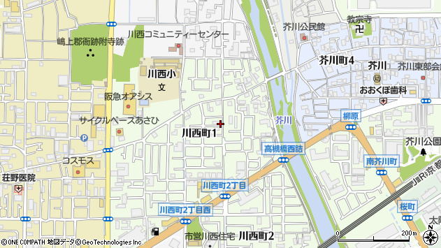 〒569-1133 大阪府高槻市川西町の地図