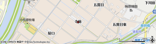 愛知県西尾市花蔵寺町（寺前）周辺の地図