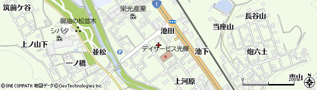 愛知県豊川市御油町池田周辺の地図
