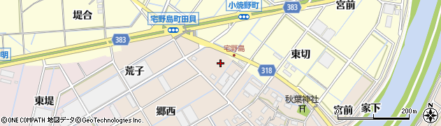 愛知県西尾市宅野島町（田貝）周辺の地図