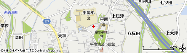 愛知県豊川市平尾町上貝津16周辺の地図