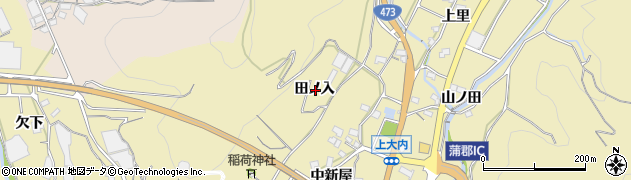 愛知県蒲郡市清田町田ノ入周辺の地図