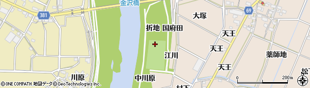 愛知県豊川市金沢町折地周辺の地図