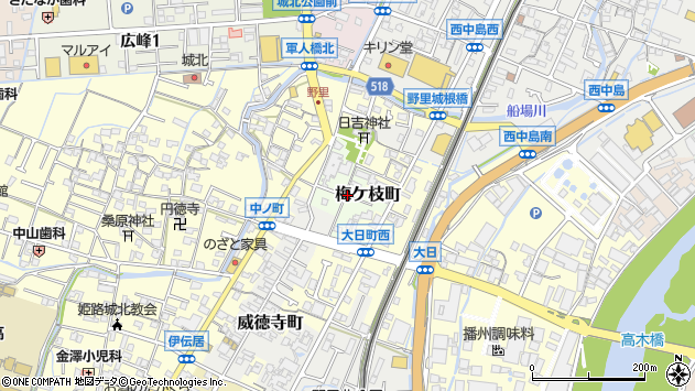 〒670-0817 兵庫県姫路市梅ケ枝町の地図