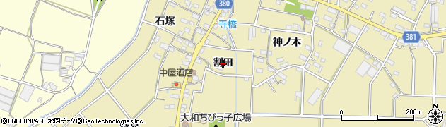 愛知県豊川市豊津町（割田）周辺の地図