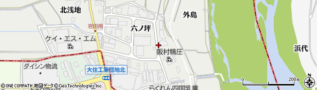 京都府八幡市岩田（六ノ坪）周辺の地図