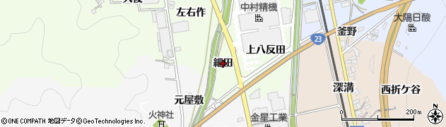 愛知県幸田町（額田郡）六栗（細田）周辺の地図