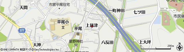 愛知県豊川市平尾町上貝津周辺の地図