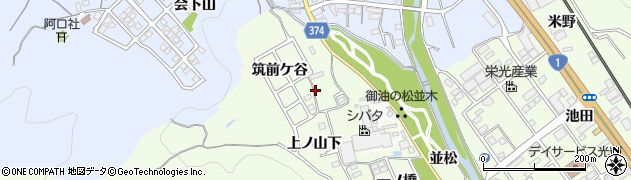 愛知県豊川市御油町筑前ケ谷周辺の地図