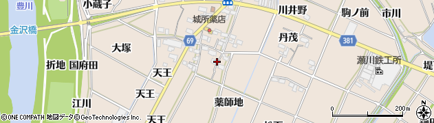 愛知県豊川市金沢町薬師地周辺の地図