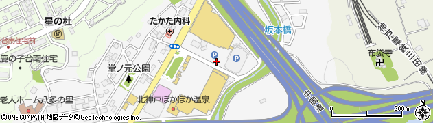 兵庫県神戸市北区八多町中周辺の地図
