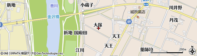 愛知県豊川市金沢町（大塚）周辺の地図