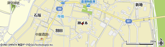 愛知県豊川市豊津町（神ノ木）周辺の地図