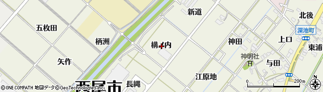 愛知県西尾市深池町構ノ内周辺の地図