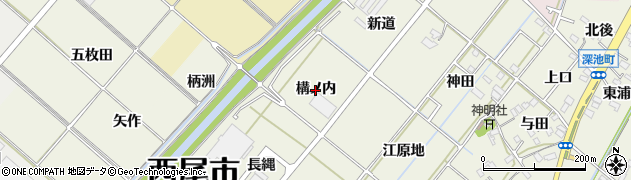 愛知県西尾市深池町（構ノ内）周辺の地図