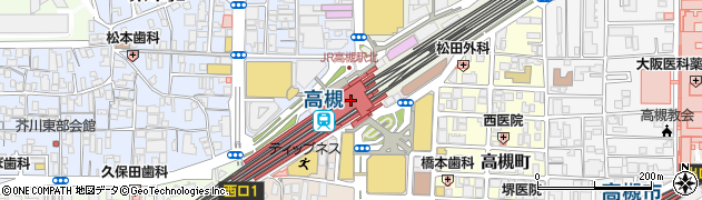 セブンイレブンハートインＪＲ高槻駅中央口店周辺の地図