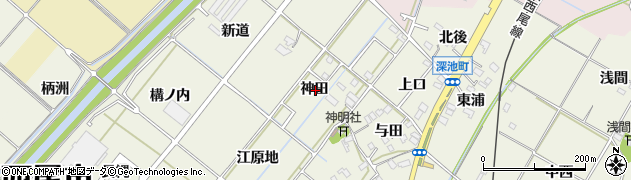 愛知県西尾市深池町神田周辺の地図