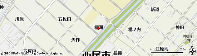 愛知県西尾市深池町（柄洲）周辺の地図