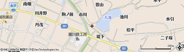 愛知県豊川市金沢町池川周辺の地図