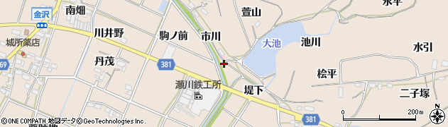 愛知県豊川市金沢町（駒ノ前）周辺の地図