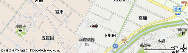 愛知県西尾市善明町（小金）周辺の地図