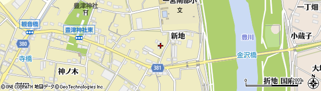 愛知県豊川市豊津町（新地）周辺の地図