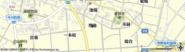 愛知県西尾市今川町（埋池）周辺の地図