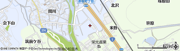 愛知県豊川市赤坂町丁田周辺の地図