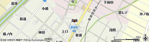 愛知県西尾市深池町北後周辺の地図