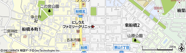 大阪府枚方市東船橋1丁目周辺の地図