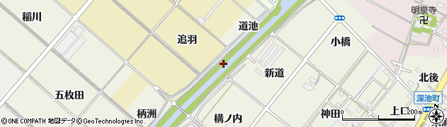愛知県西尾市新在家町（上追羽）周辺の地図