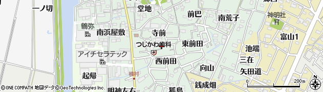 愛知県西尾市楠村町（明神後）周辺の地図