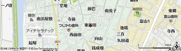 愛知県西尾市楠村町東前田周辺の地図