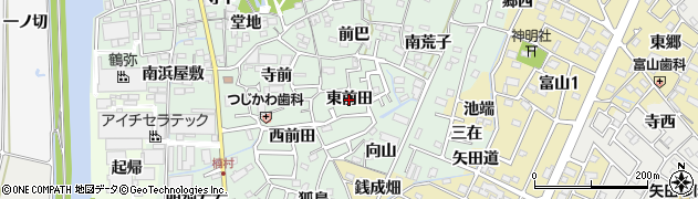 愛知県西尾市楠村町（東前田）周辺の地図