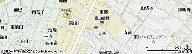 愛知県西尾市富山町於三周辺の地図