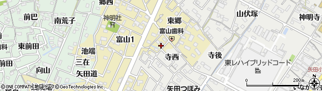 愛知県西尾市富山町（於三）周辺の地図
