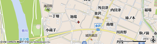 愛知県豊川市金沢町（池端）周辺の地図