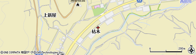 愛知県蒲郡市清田町（枯木）周辺の地図