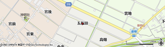 愛知県西尾市善明町（五反田）周辺の地図